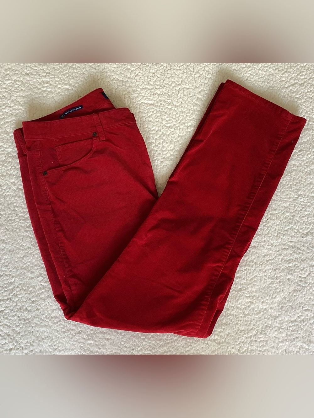 Talbots Red Corduroy High Waist Straight Leg Pants Size 16 Preppy